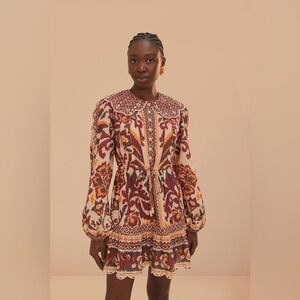 FARM Rio Cream Toucans Scarf Mini Dress